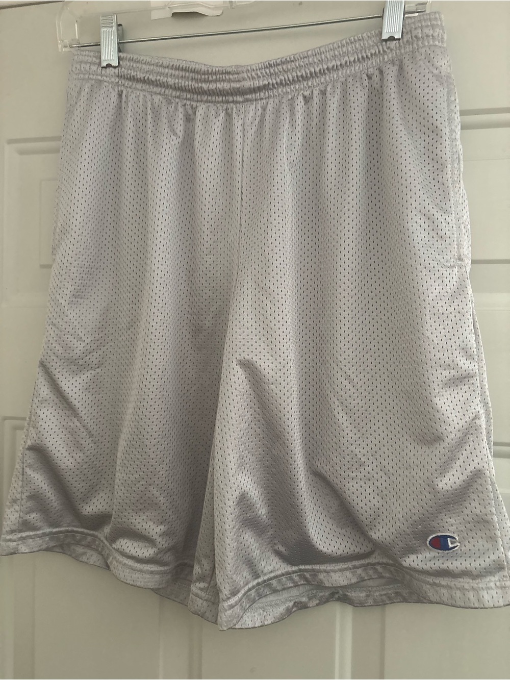 Champion White Mesh Athletic Shorts with Small Logo